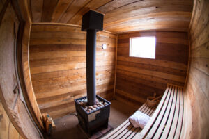 The cedar sauna - perfect after a hard day of fishing